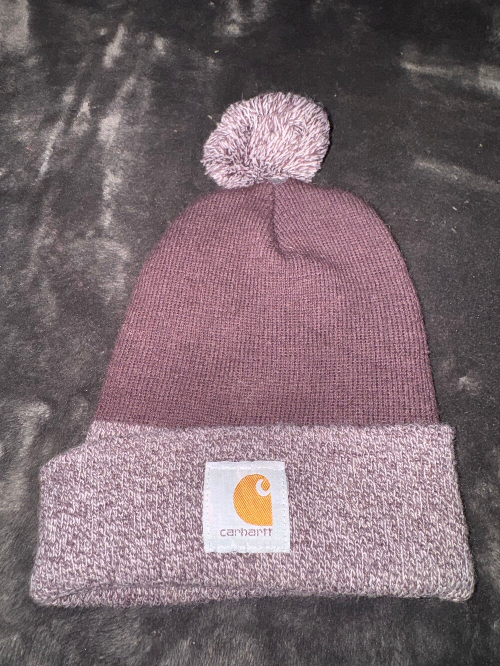 Carhartt AH2240-W Beanie Two Tone Mauve Purple 100% Acrylic Pom Pom Hat